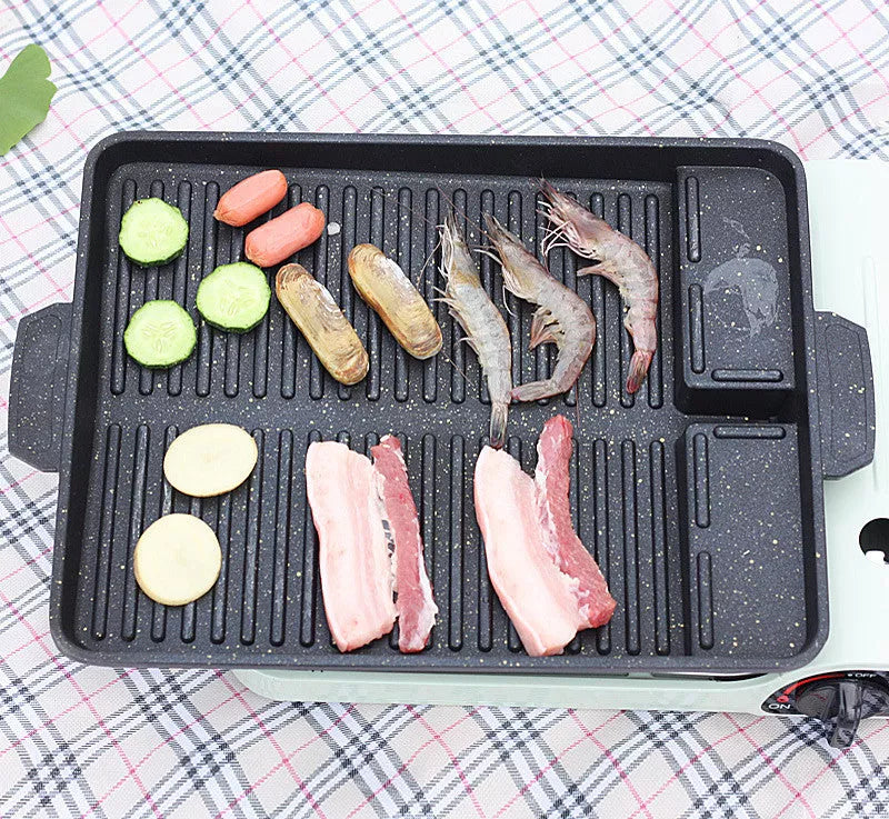 Portable Outdoor Long Barbecue Plate in black, perfect for outdoor cooking