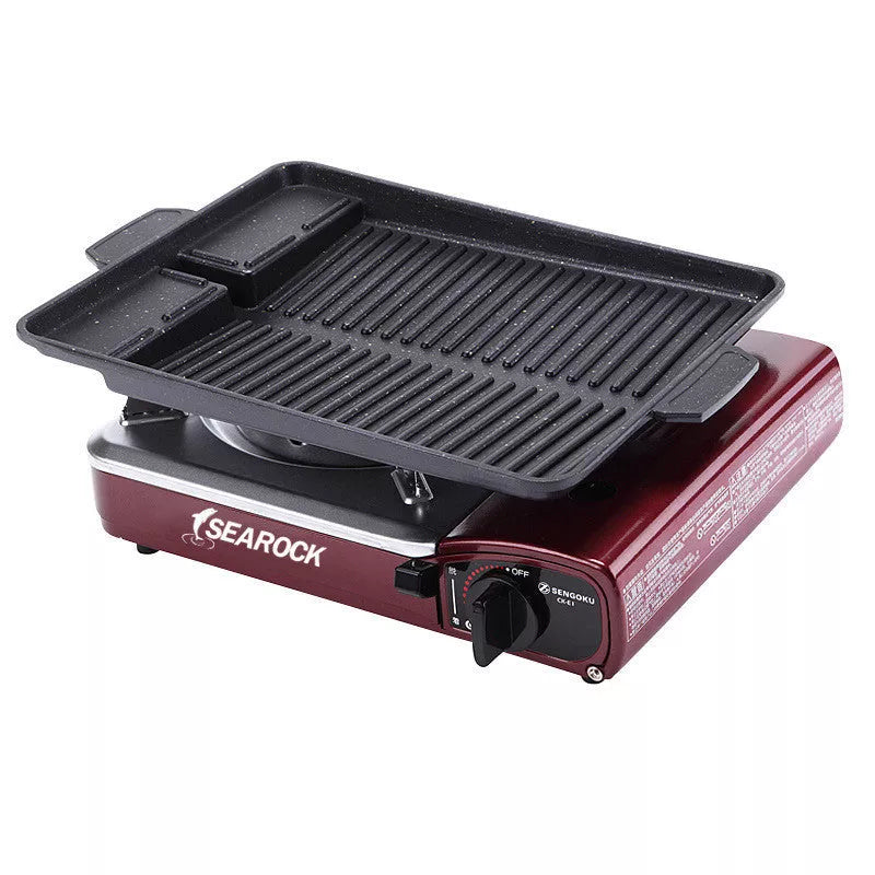 Portable Outdoor Long Barbecue Plate in black, perfect for outdoor cooking