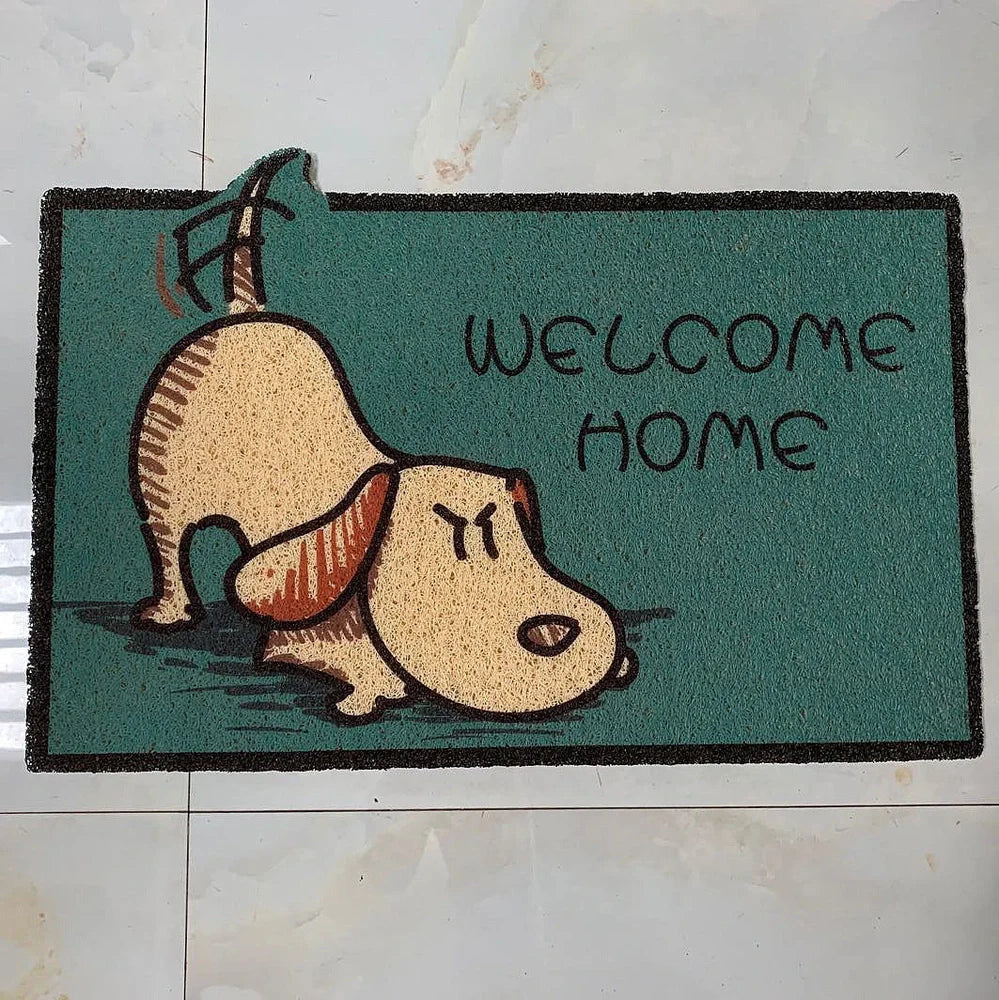 40x60cm PVC cartoon doormat with animal patterns including corgis and kittens