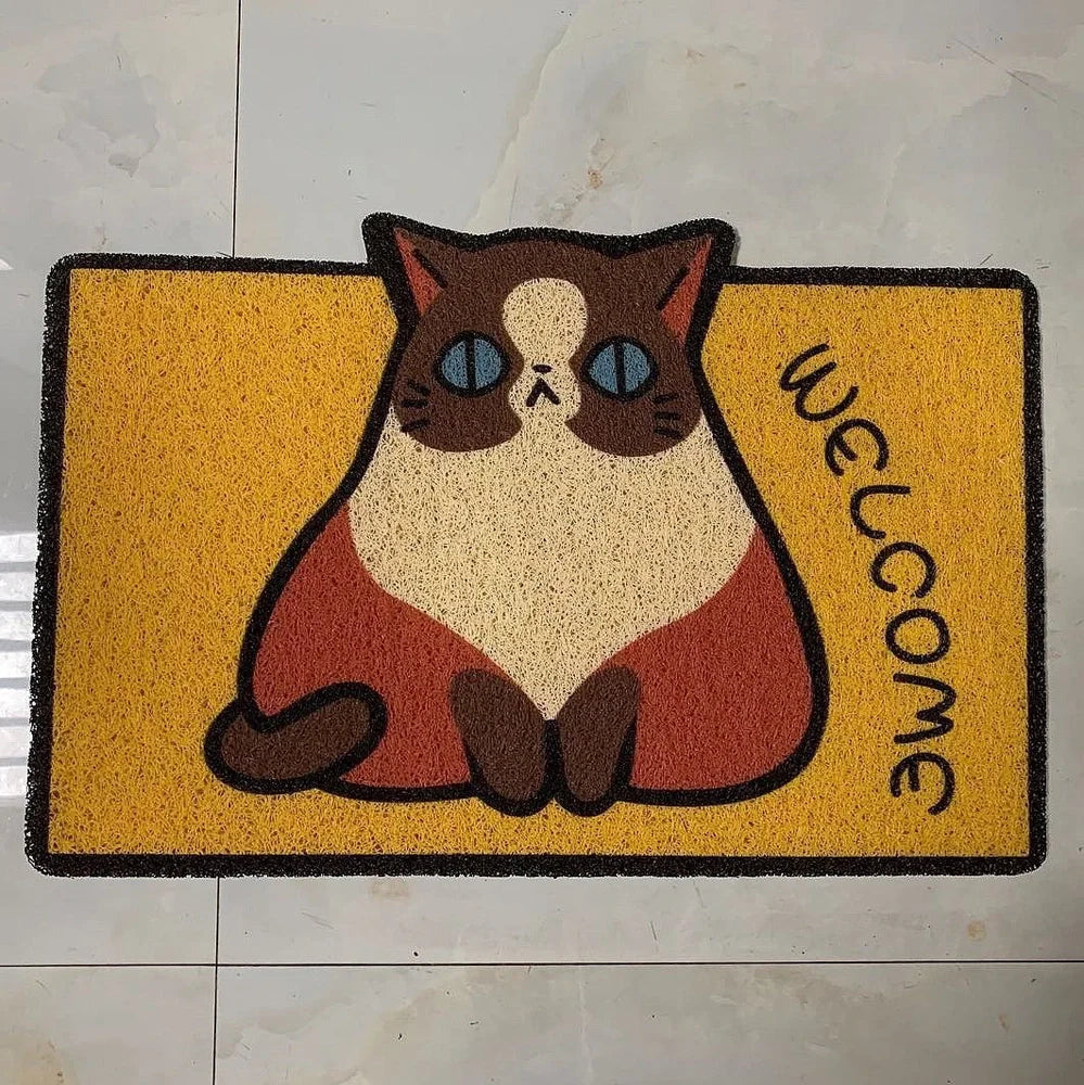40x60cm PVC cartoon doormat with animal patterns including corgis and kittens