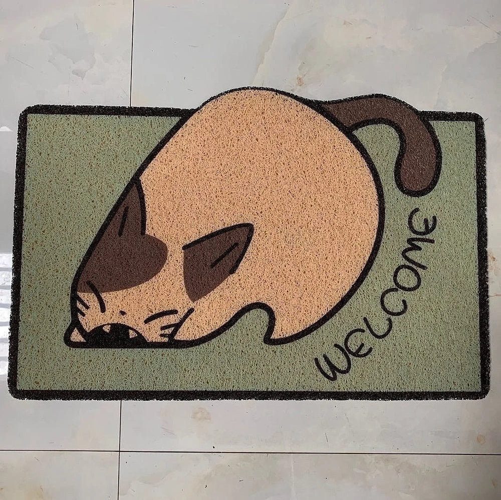 40x60cm PVC cartoon doormat with animal patterns including corgis and kittens
