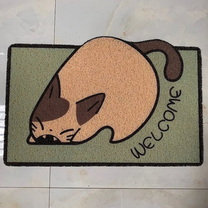 40x60cm PVC cartoon doormat with animal patterns including corgis and kittens