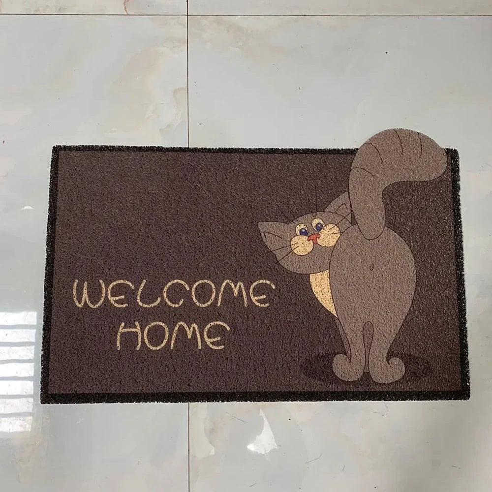40x60cm PVC cartoon doormat with animal patterns including corgis and kittens
