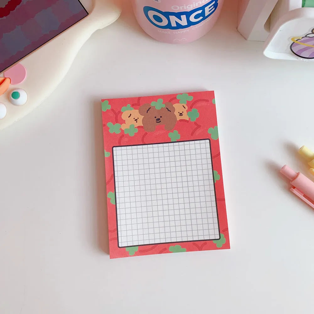Kawaii bear cartoon memo pad notebook with colourful cover showing daily task list