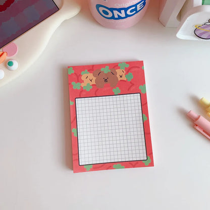 Kawaii bear cartoon memo pad notebook with colourful cover showing daily task list