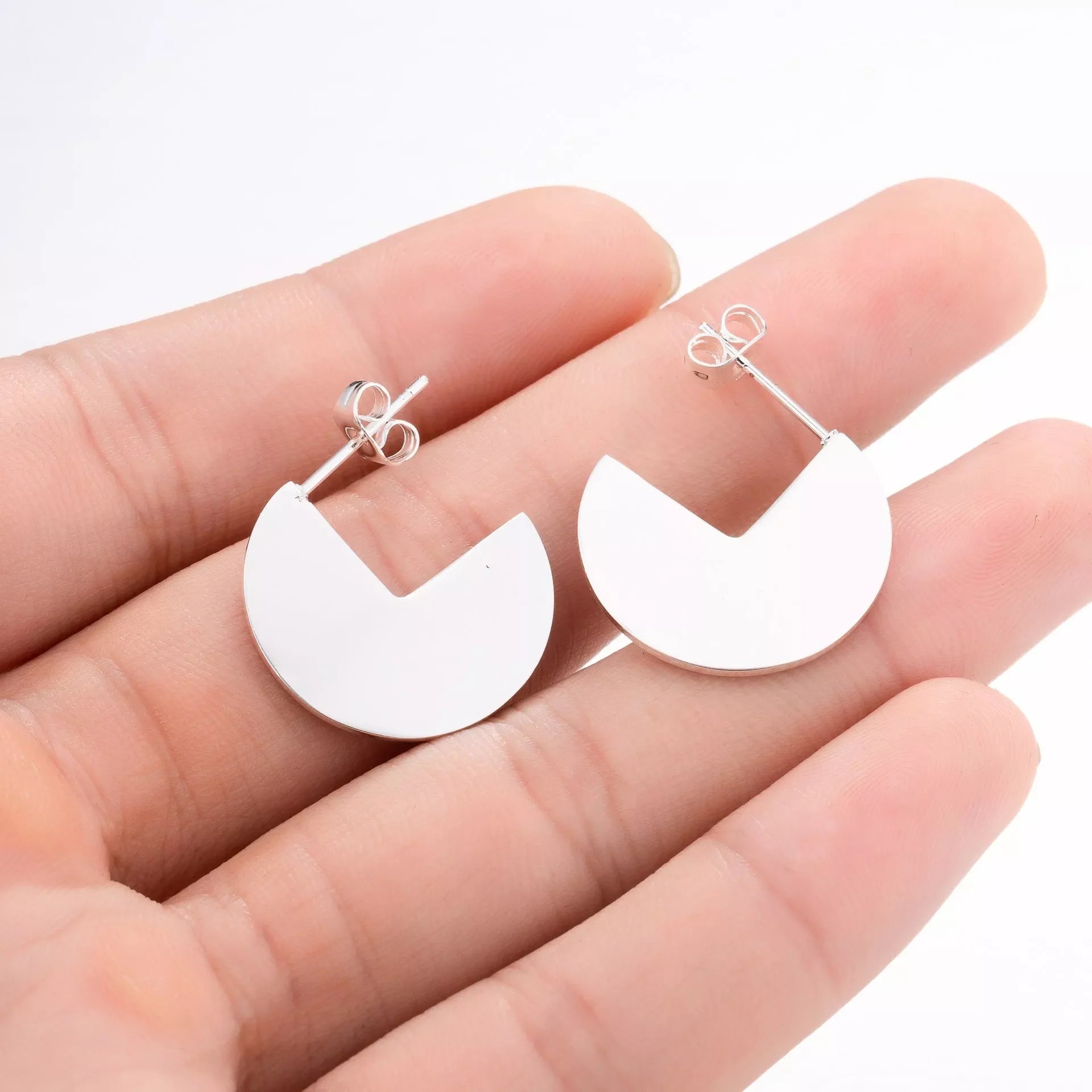 Geometric Mountain Ear Climber Earring in gold and silver for women