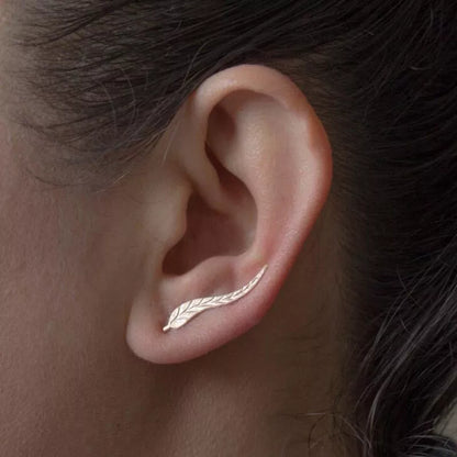 Geometric Mountain Ear Climber Earring in gold and silver for women