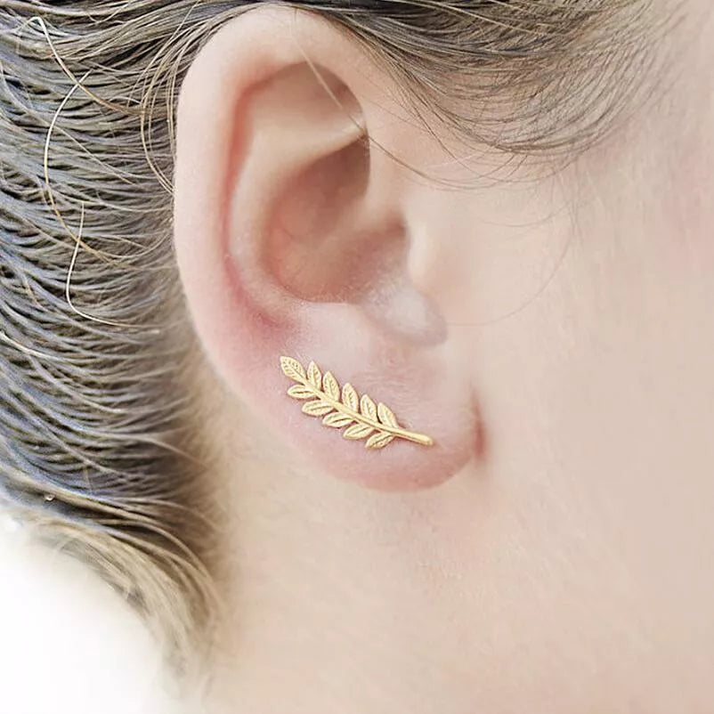 Geometric Mountain Ear Climber Earring in gold and silver for women
