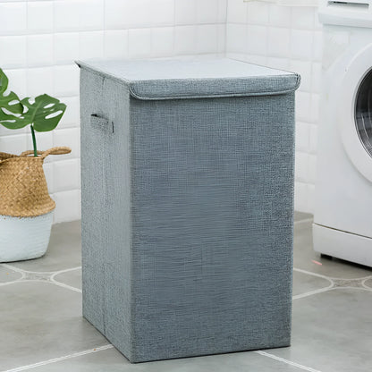 Beige cotton linen fabric covered laundry sorting storage box