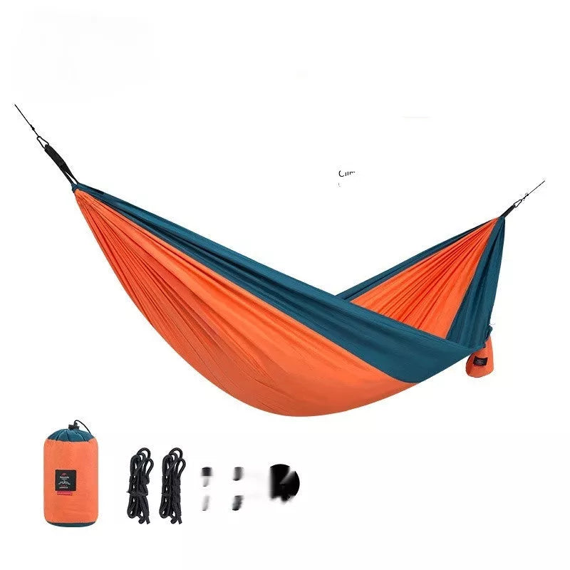 Double anti-rollover hammock swing in orange, grey, or blue for outdoor camping