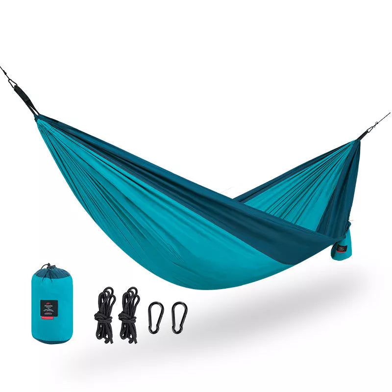 Double anti-rollover hammock swing in orange, grey, or blue for outdoor camping