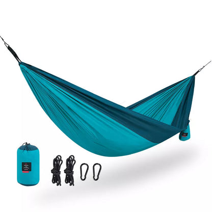 Double anti-rollover hammock swing in orange, grey, or blue for outdoor camping