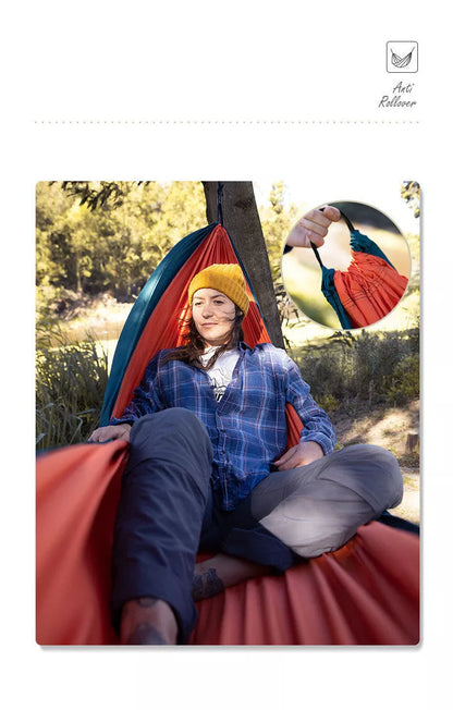 Double anti-rollover hammock swing in orange, grey, or blue for outdoor camping