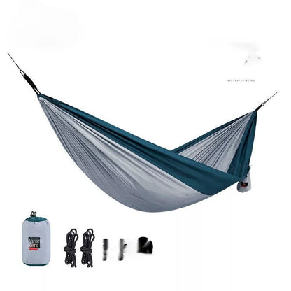 Double anti-rollover hammock swing in orange, grey, or blue for outdoor camping