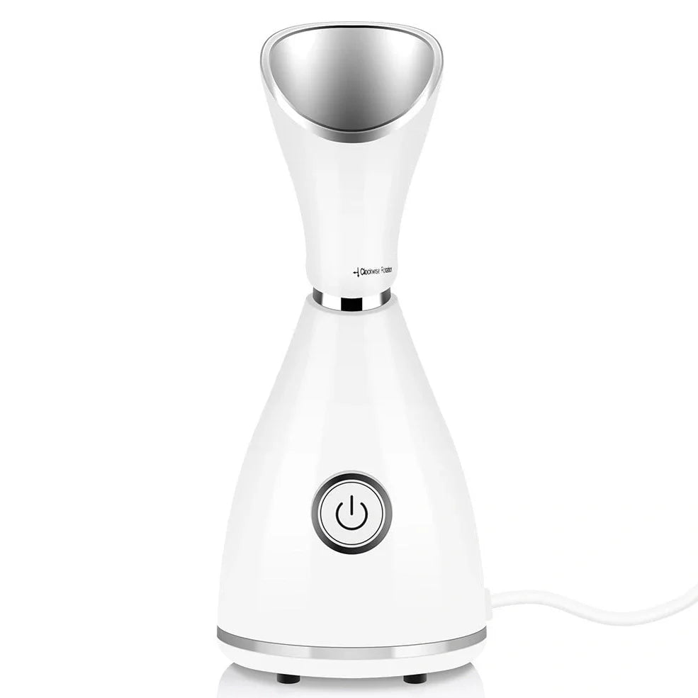 White face steamer device with 70ml water tank and micro-nano moisture technology for deep skin penetration