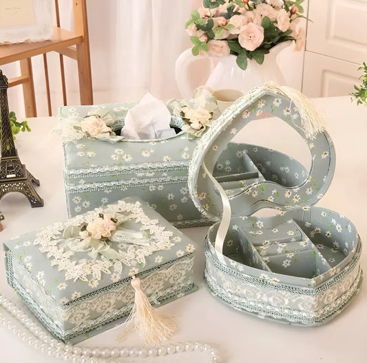 Ceramic decorative tissue box in bright pink, also used for jewellery storage.