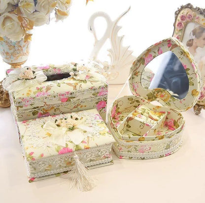 Ceramic decorative tissue box in bright pink, also used for jewellery storage.