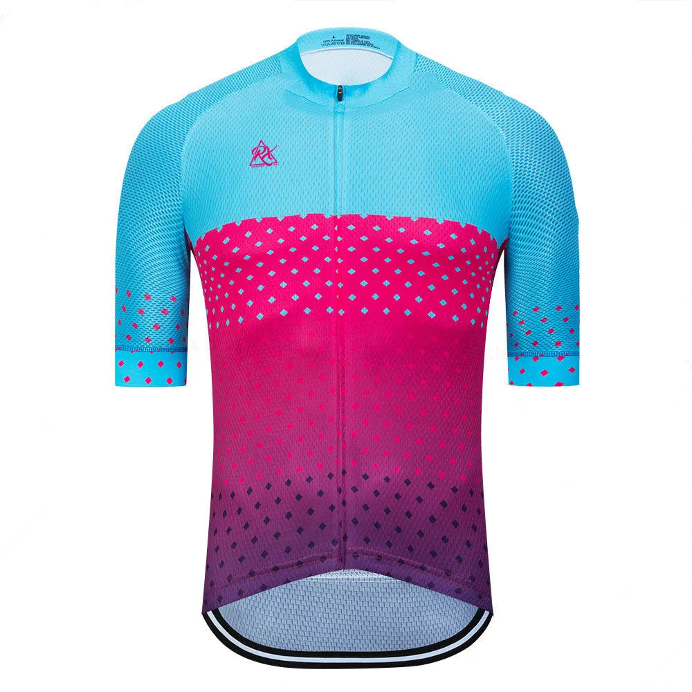 Short sleeve cycling jersey in 100% polyester, available in 17 colour styles and sizes XS to 5XL
