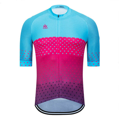 Short sleeve cycling jersey in 100% polyester, available in 17 colour styles and sizes XS to 5XL