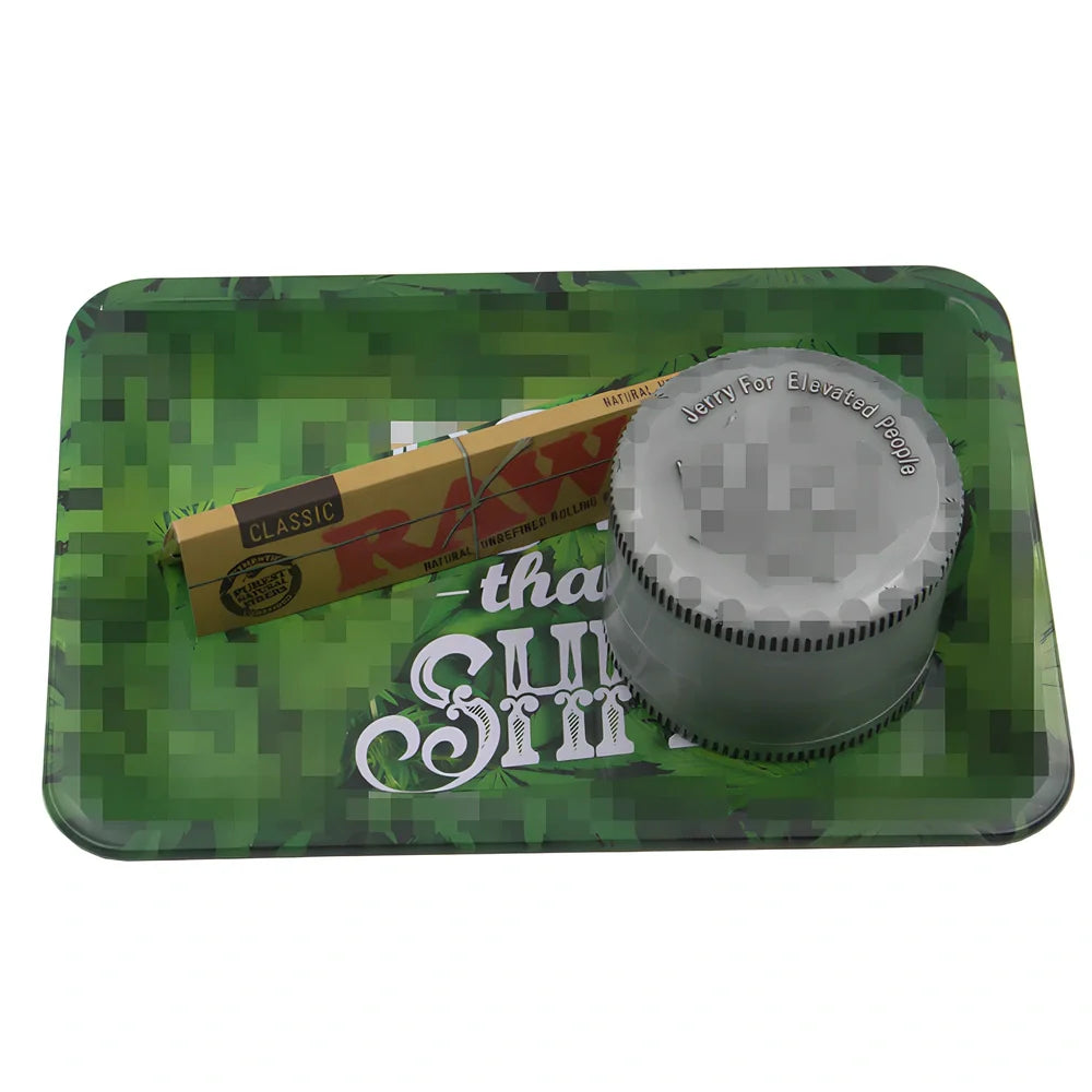 18cm metal cigarette tray with small maple leaf design measuring 12.5cm wide