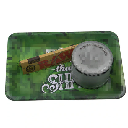 18cm metal cigarette tray with small maple leaf design measuring 12.5cm wide