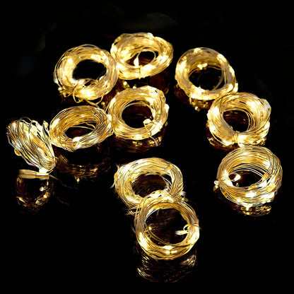 Copper wire curtain lamp with 300 LED beads and remote control measuring 3 metres length