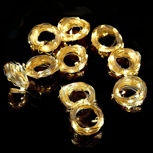 Copper wire curtain lamp with 300 LED beads and remote control measuring 3 metres length