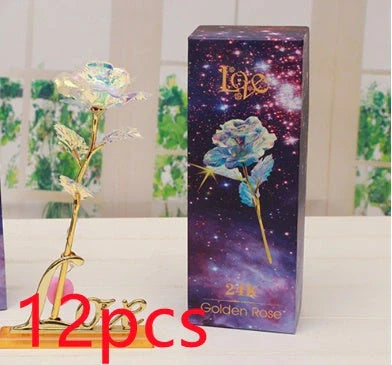 Handmade 24K gold rose flower set in elegant gift box