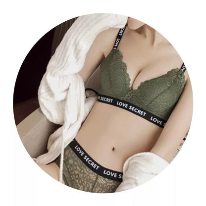 Lace bra underwear set with T-back design in multiple colors