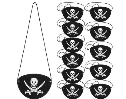 Halloween pirate costume accessories with felt construction showing multiple pattern options including skull designs