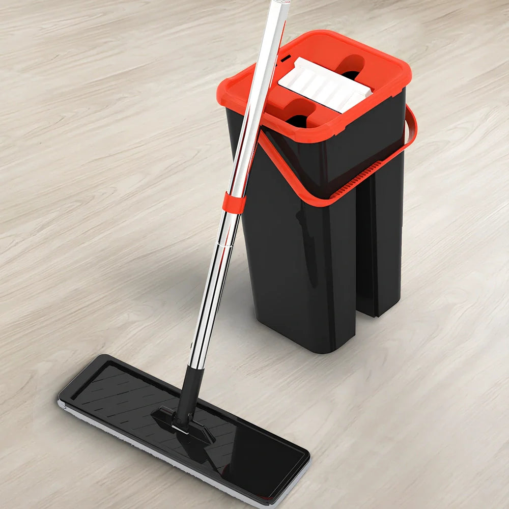 Extendable flat plate mop with 125cm reach and multiple cleaning head options in various colours