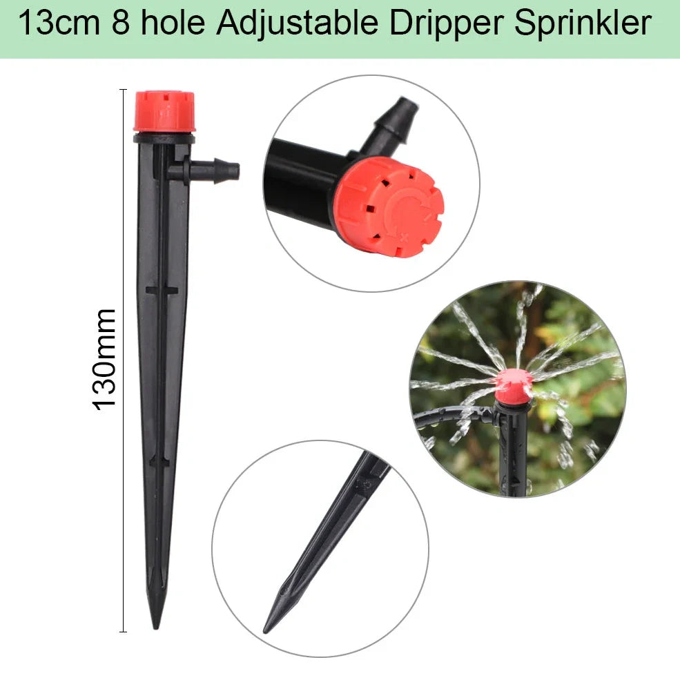 50-metre automatic garden irrigation system with timer, capillary tubing, and atomising nozzles for even plant watering