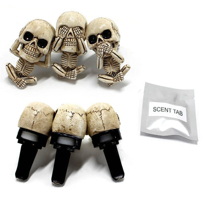 Skull car ornaments with air freshener, European cartoon style ghost head decor