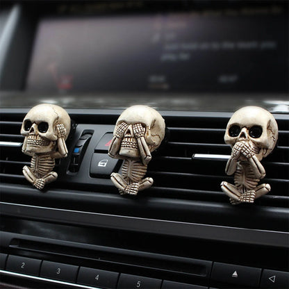 Skull car ornaments with air freshener, European cartoon style ghost head decor