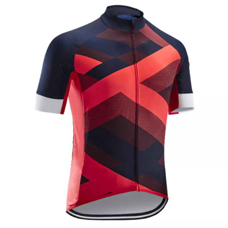 Men's lightweight cycling jersey in gradient red, designed for road and mountain biking