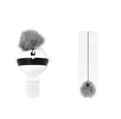 Interactive electronic motion cat toy with real fur ball for engaging playtime