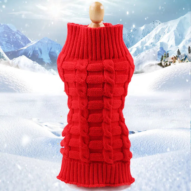 Cashmere twisted rope dog sweater in wool material showing twisted rope detail and colour options