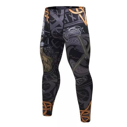 Men's animal print compression tracksuit set with t-shirt and pants