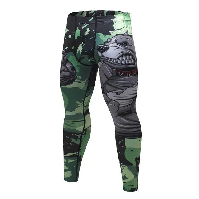 Men's animal print compression tracksuit set with t-shirt and pants