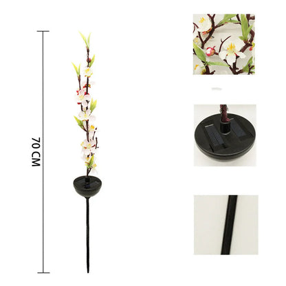 Solar cherry tree branch garden light with ground insertion spike and manual switch