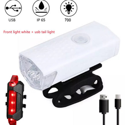 USB rechargeable bicycle front light in multiple colors for enhanced night riding safety