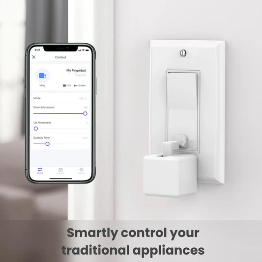 Freely Stick Button Robot showing compact design with suction cup attachment and adjustable arm extension