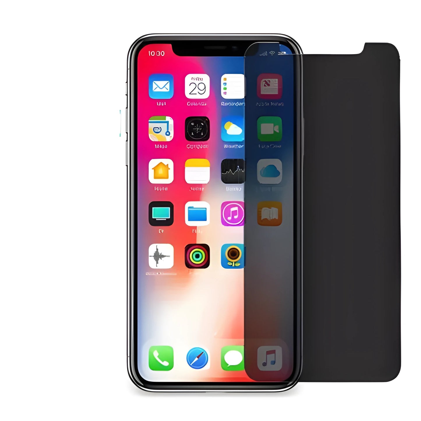Full screen anti-peeping tempered glass privacy film for iPhone on a table.