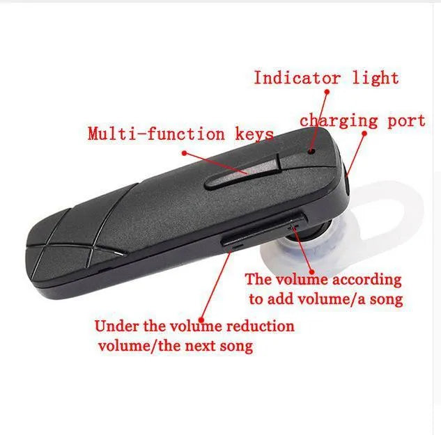 Bluetooth Headset Wireless Earphones Mini V4.1 Stereo with Multi-Point Connection and Voice Control, Featuring 10 Metre Transmission Range and Built-In Battery Display for Calls and Music, Available in Black or White