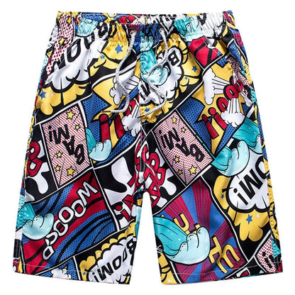 Mens quick dry swim trunks with mesh lining, thin section, available in multiple colours and patterns, Asian sizes M-4XL.