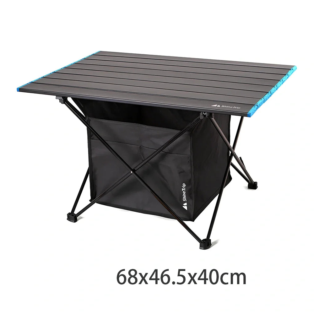 Aluminium folding outdoor table with waterproof Oxford fabric and storage pocket