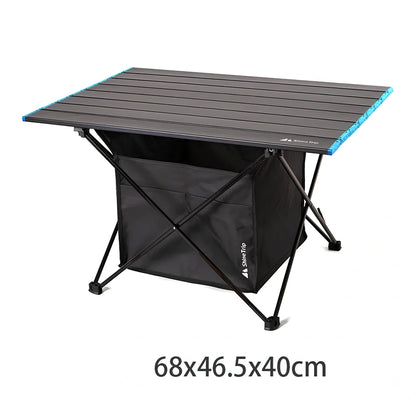 Aluminium folding outdoor table with waterproof Oxford fabric and storage pocket