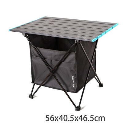Aluminium folding outdoor table with waterproof Oxford fabric and storage pocket