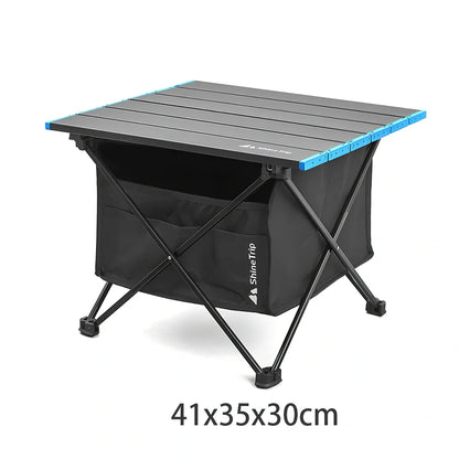 Aluminium folding outdoor table with waterproof Oxford fabric and storage pocket