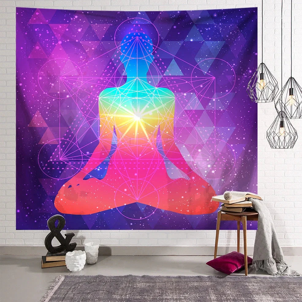 Rectangular alien motif tapestry with American style design in 100% polyester fibre fabric